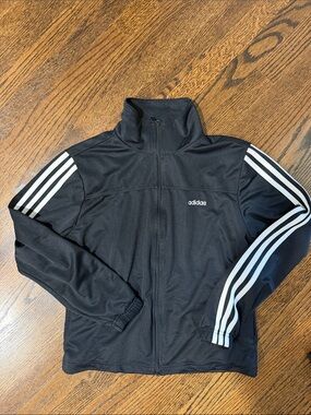 adidas Black Track Jacket with White Three-Stripes